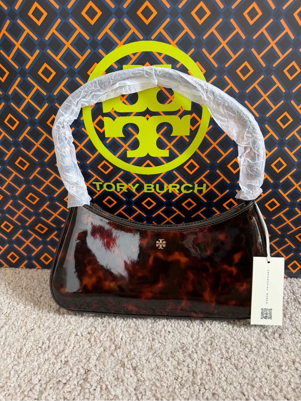 Tory Burch Emerson Tortoise Patent Shoulder Bag